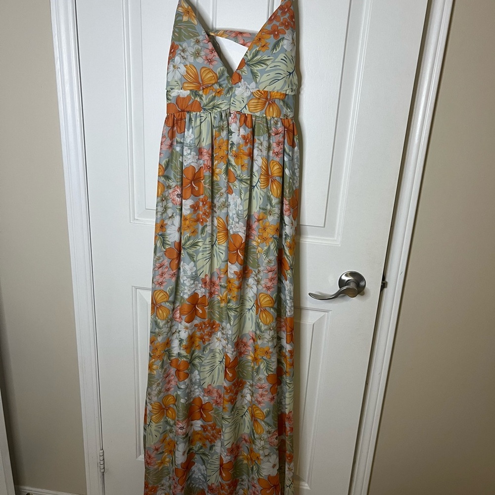 Forever 21 Floral Maxi Dress with Blue, Orange and Green